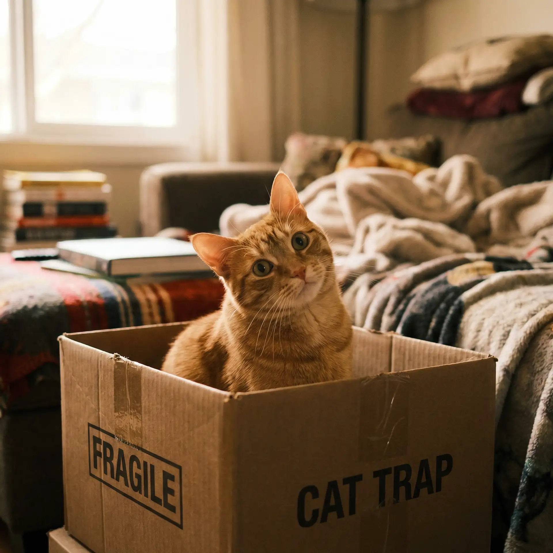 橘猫躲在纸箱里 - 电视剧梦回唐朝